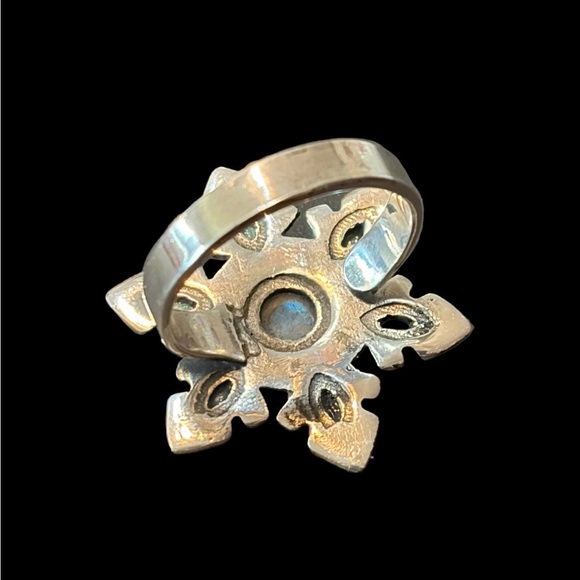 Turquoise & Moonstone Snowflake Ring - Picture 4 of 5